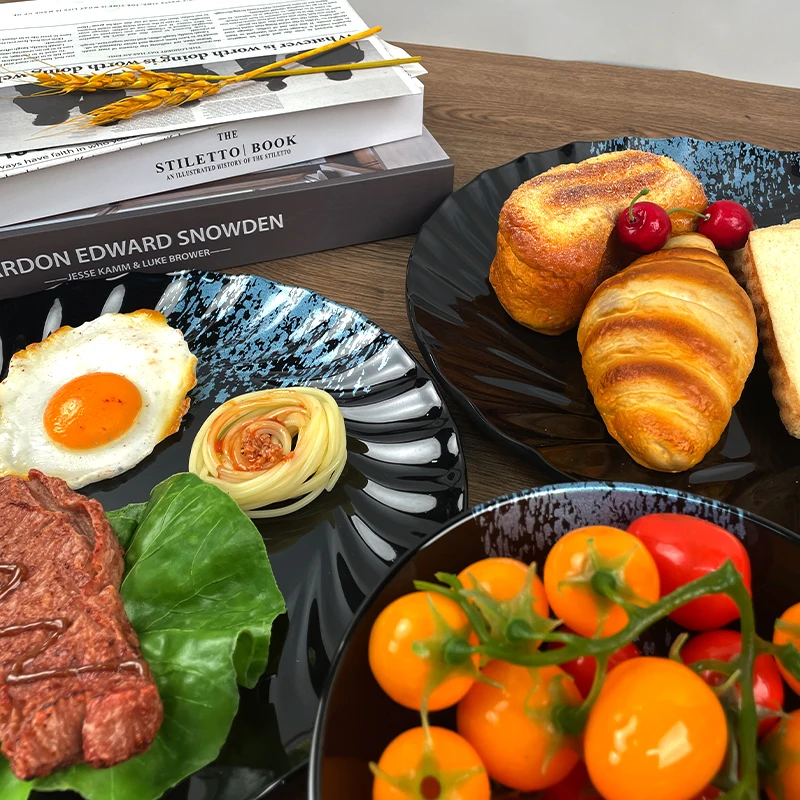 Classic Japan Style Black Melamine Dinnerware Set Food-Grade Plastic Melamine Plate Bowl Dinnerware Set for Restaurant Use