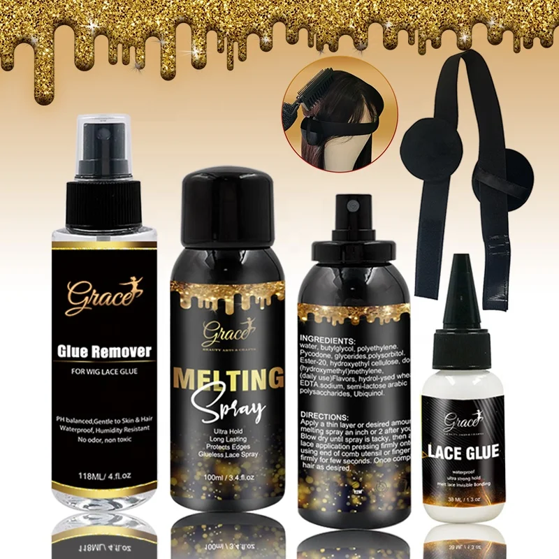 Private label Strong Hold Quick Drying Invisible finishing holding spray Melt Band Melting Spray Glue Remover Wig Lace Glue