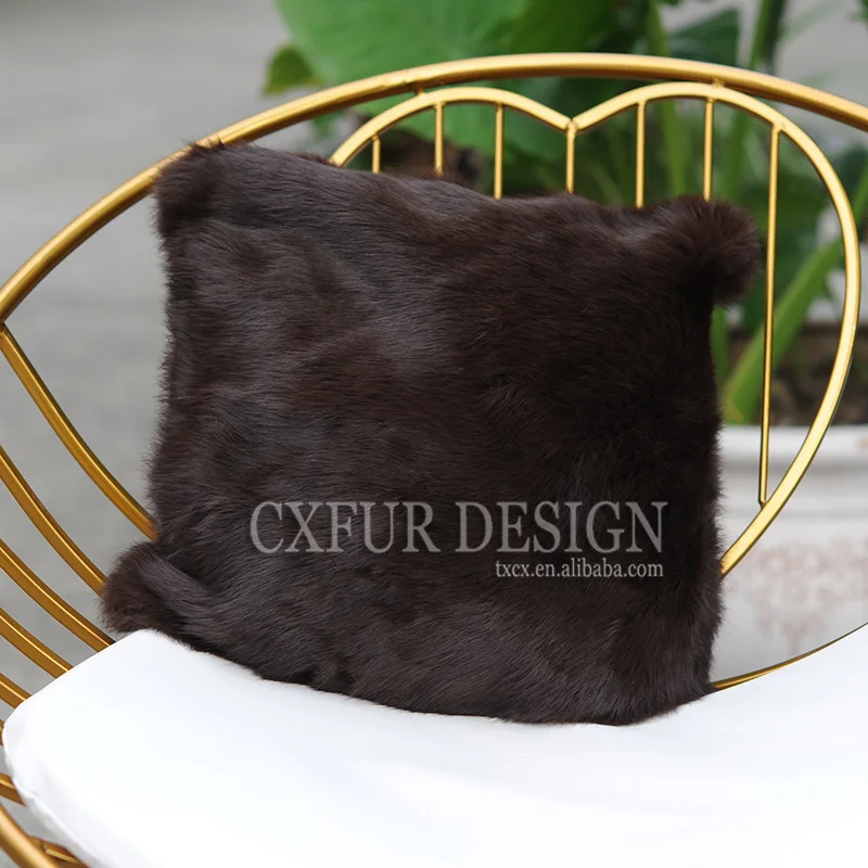 CX-D-05B Home Decorative Winter Warm Real Rabbit Fur Pillows Case Body Pillowcase