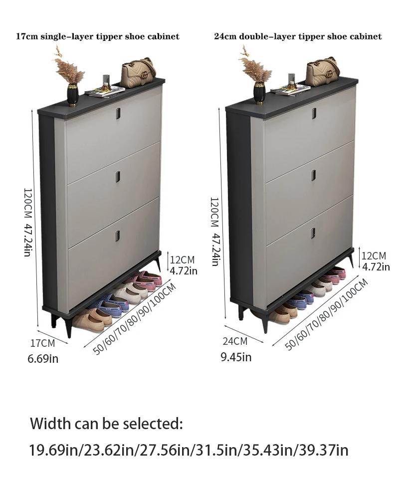 Corridor ultra-thin shoe cabinet 3 flap drawer for dustproof shoe cabinet