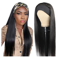 Wholesale Price Ready to Ship 100% Raw Indian Real Human Virgin Hair Natural Straight Headband Wigs for Black Women