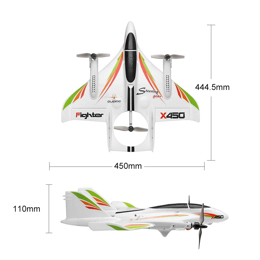 2023 New WLtoys XK X450 RC Airplane 2.4G 6CH 3D/6G Brushless Vertical Takeoff LED R/C Glider Fixed Wing RC Aircraft RTF RC Toys