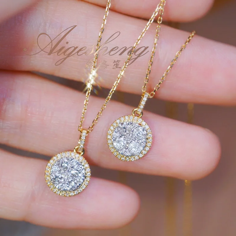 Aigesheng Dance Diamond Dainty Necklace Jewelry Natural Diamond Pendant 18K Real Gold Wedding Women