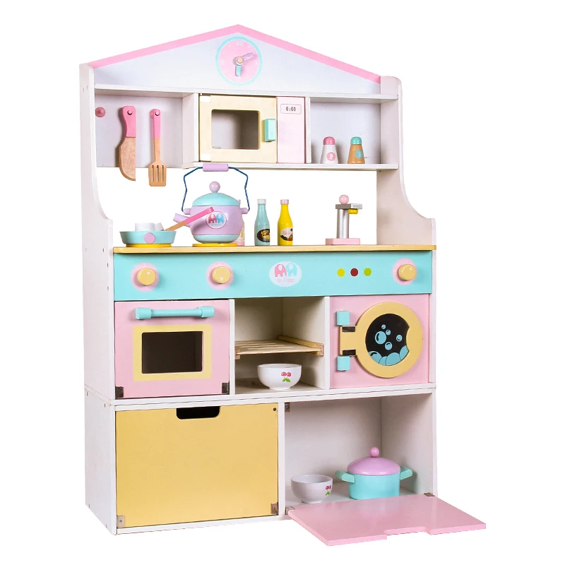 kids kitchen set washing machine microwave oven furniture toys wooden kitchen toys