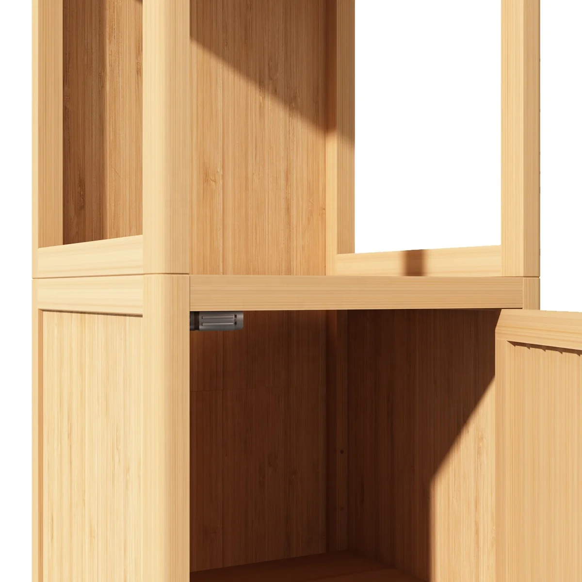 US only wholesale Storage Tall Slim Cabinet with Shutter Door and 2 Tier Shelves Freestanding for Room Bathroom Organizer Bamboo