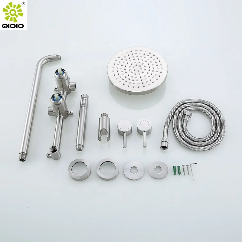 Bathroom  304 stainless stain two function hot cold wall mount shower faucet for bathroom set black bath