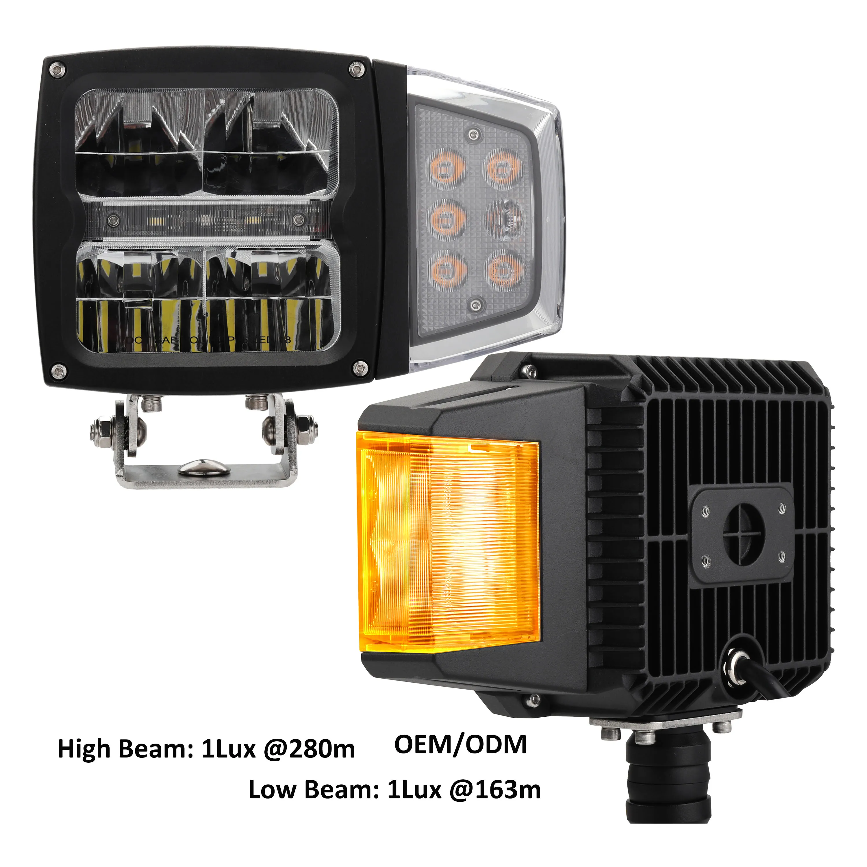 E-mark Led Headlights For Tractor Heavy Duty Combination Headlamp High Low Beam 38W Led Snow Plow Light