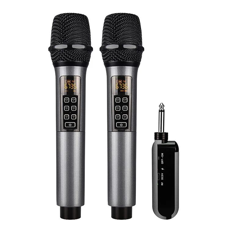 Professional 2 channel universal singing UHF dynamic vocal karaoke singing wireless microphones