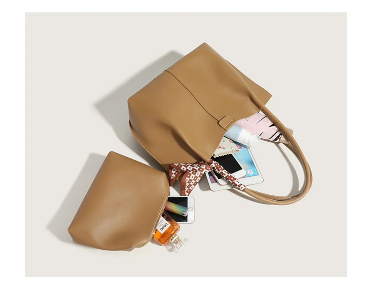 QY1117 2024 Custom pu ladies handbag set large capacity leather tote bag for women with scarf