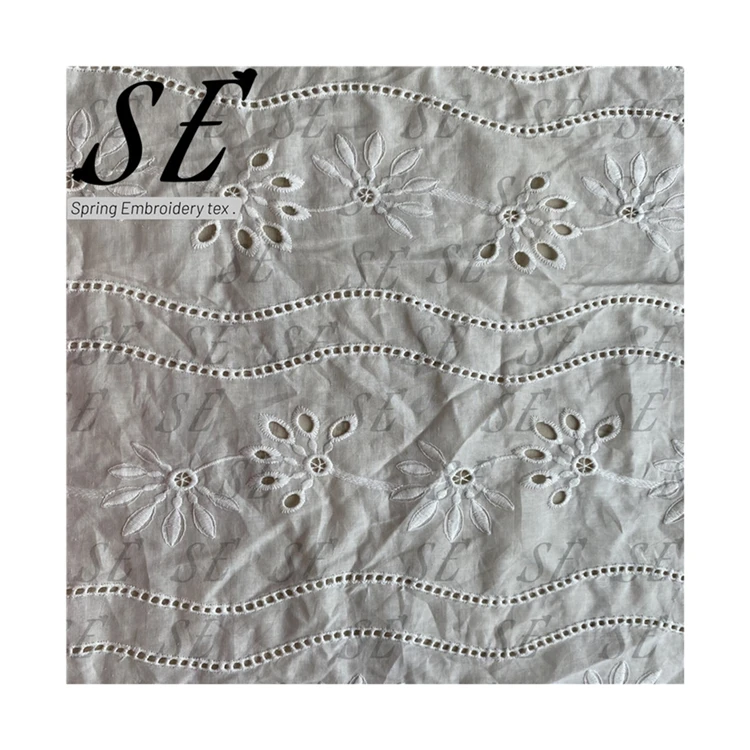 
 100% хлопчатобумажная окрашенная ткань, Цветочная Роскошная вышитая ткань с ушками для женского платья, детской одежды 210248  