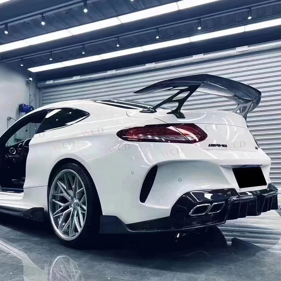 Carbon Fiber Spoiler IMP Style For Mercedes-Benz C-Class W205 C63 Coupe Rear Car Trunk Spoiler Flaps