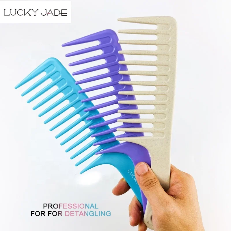 Wholesale Custom Logo Black Plastic Wide Teeth Hair Wash Massage Shampoo Shower Combs 6226