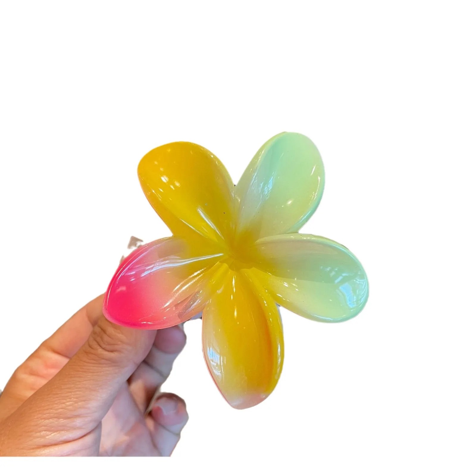 8cm Summer Boho Colorful Plumeria Hair Claw Clips Girls Hawaiian Vacation Flower Headwear Women Wedding Party Hair Accessories
