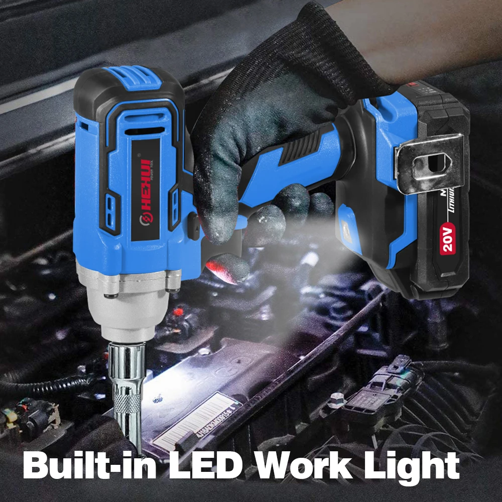 Hehui 20V 3/8 Inch Impact Wrench Brushless Motor Power Professional Battery Cordless Impact Wrench