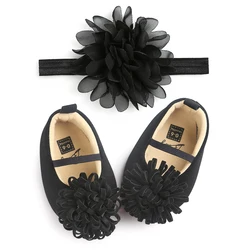 Child Moccasin Shoes Casual Wear Baby Dress Shoes & Headband Set Flower Toddler girl Kids New Born Baby Infant Toddler Shoes