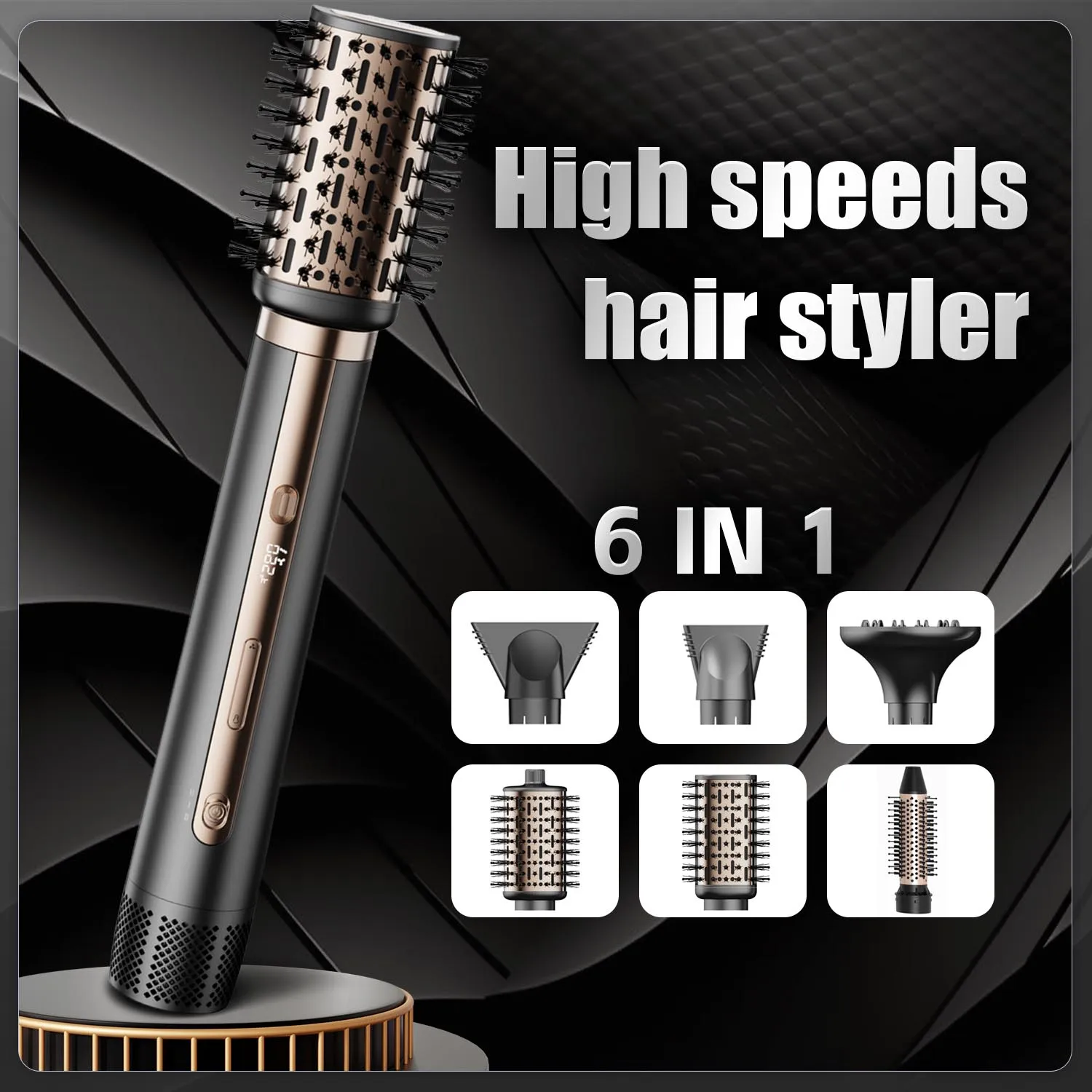 Wholesale 1600W LED Temperature Display 110000RPM High Speeds BLDC Motor 6 in 1 Hair Styler Hot Air Comb Salon Hair Dryer Brush