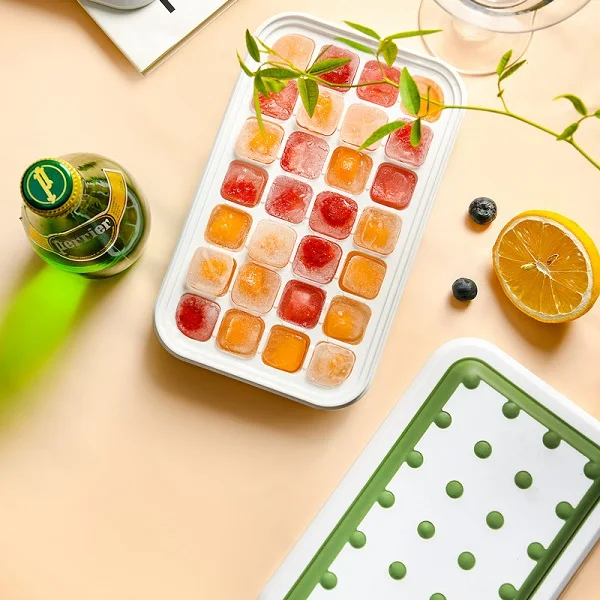 28 Grids round shaped ice cube molds,cube tray box Ice  with container box and shavel