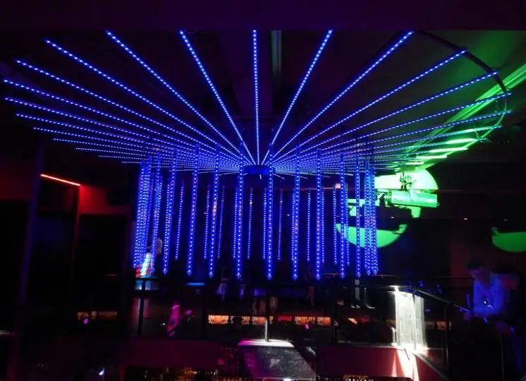 3D DMX 64 led 16 pixels RGB led stage falling star light ArtNet controller DC12v vertical hanging meteor tube light for bar club