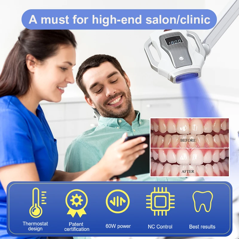 HUAER Portable Dental Bleaching Lamp Led Whiten Blanchiment Dentaire Professionnel Tooth 60w Teeth Whitening Machine For Salons