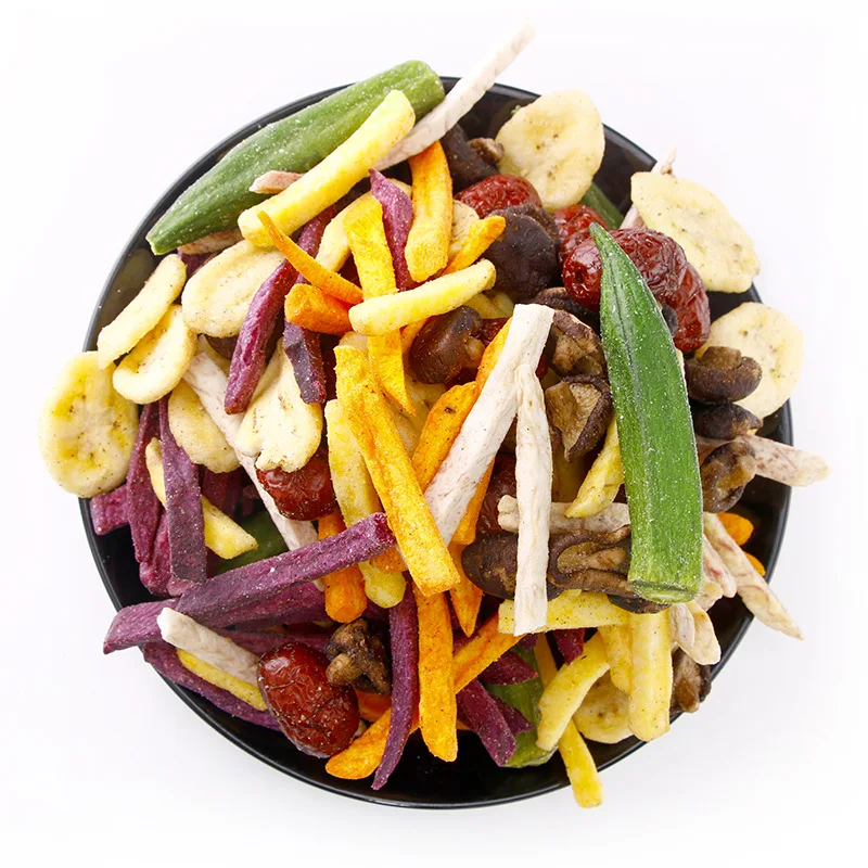 
F16 Hot sale unfried mixed vegetable chips baked crispy vegetables dried chips snack 