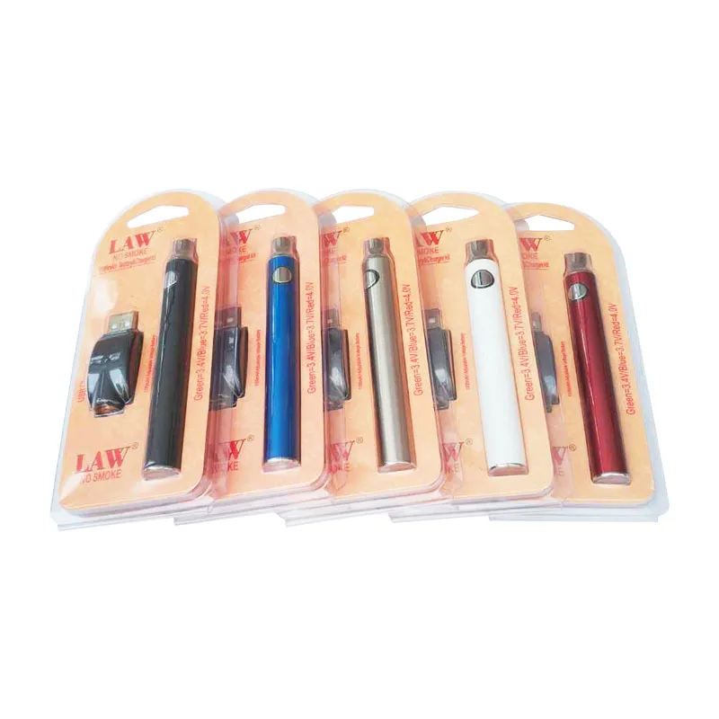 
Newest Custom 1100mah Law preheat CBD cartridge battery with USB charger 510 thread vape pen battery 