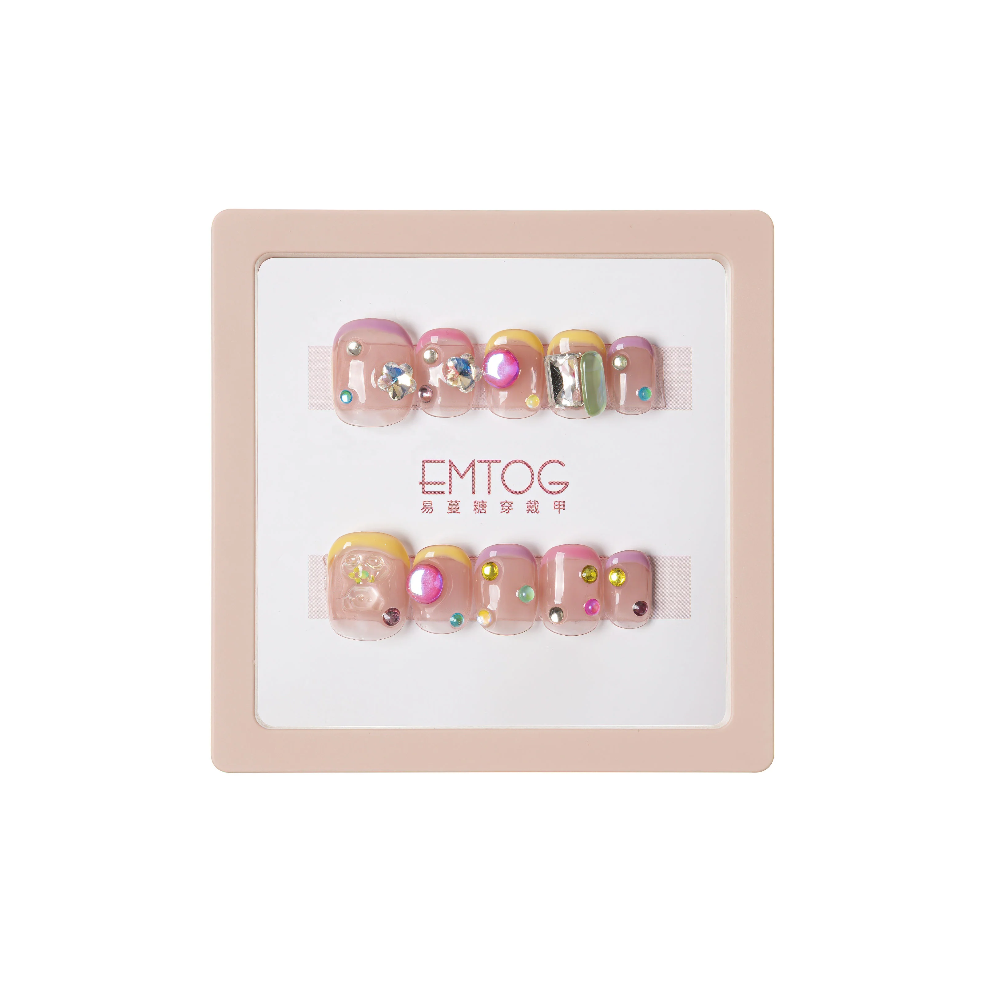 Wholesale Manicure Manufacture Nail Vendor Supplier Hand Made  Gem Stone Salon Quality Finger Press on Nails