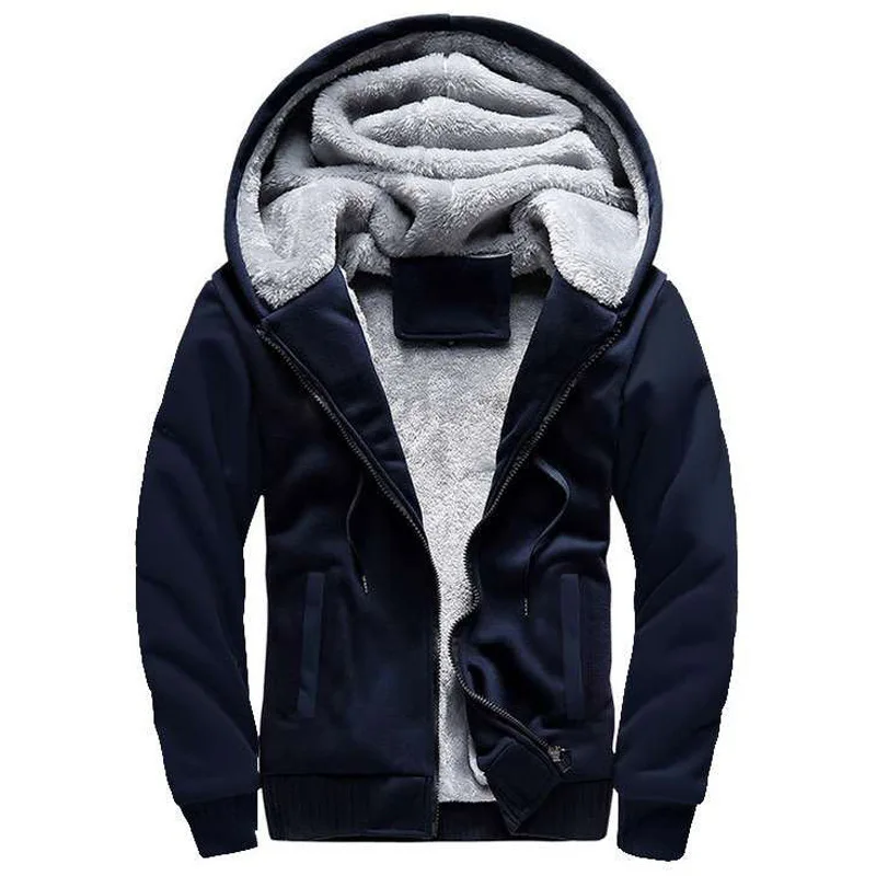Wholesale Custom High Quality Men Thick Winter Full Zip Warm Faux Fur Sherpa Fleece Lined Hoodie