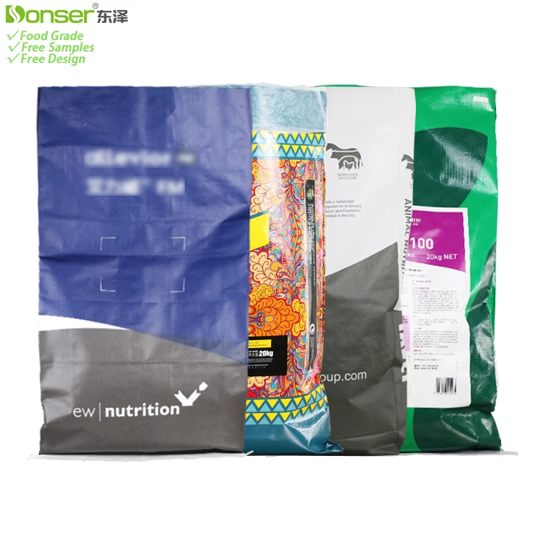 20kg Custom Printed Feed Packaging Bag Factory Supplier Wholesale Recyclable Food Grade Poly Woven Livestock Poultry Feed Bag