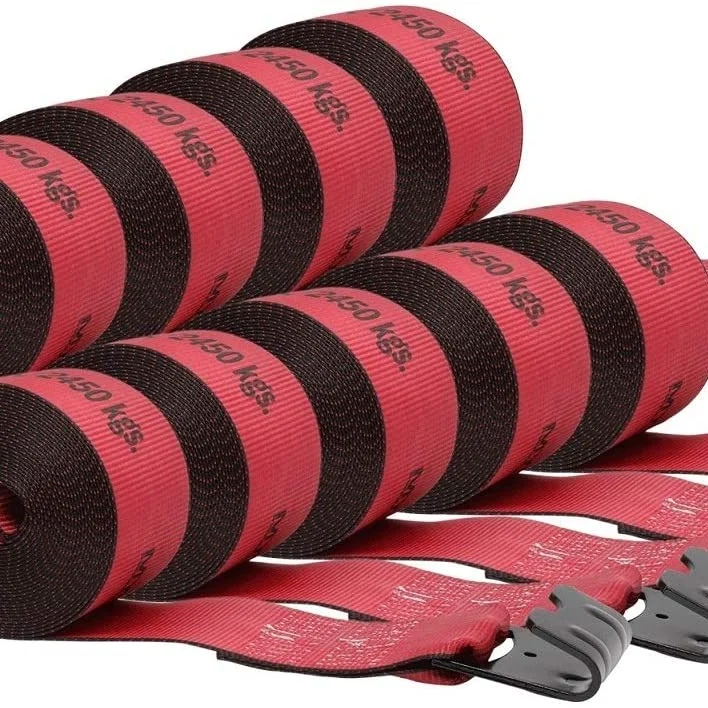 Красные лебедки, 4 дюйма x 30 дюймов, прочные стяжки с плоскими крючками, #5400 фунтов, 4-дюймовый контроль груза для бортовых грузовиков