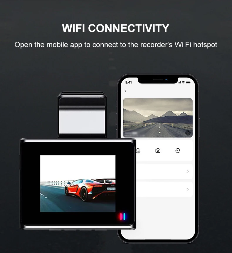 Оптовая продажа Автомобильный видеорегистратор 4K Wi-Fi с ночным видением для транспортных средств