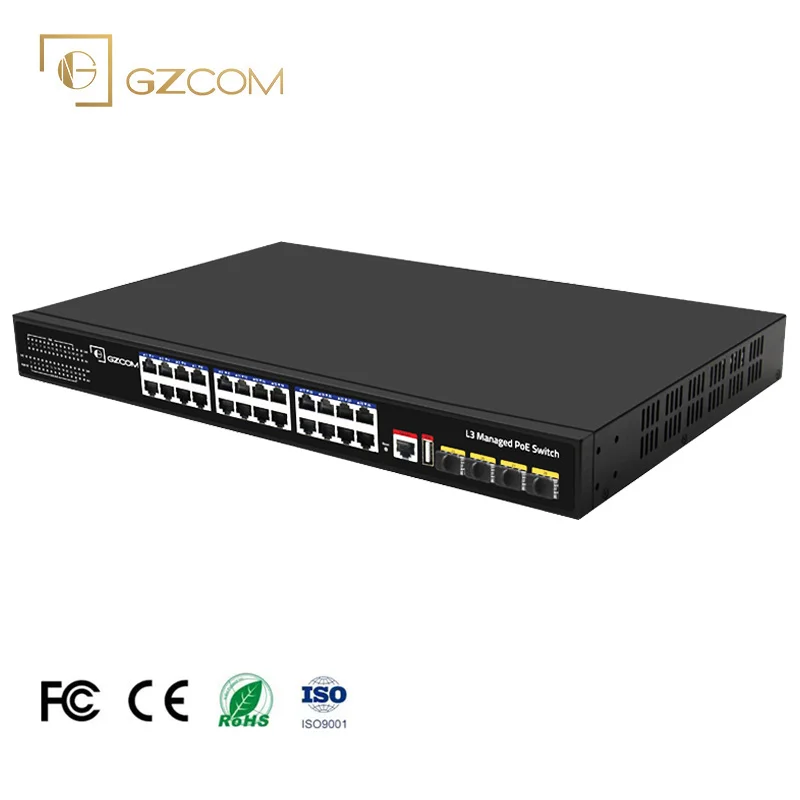 Manufacturer Wholesale L3 Managed 24 Gigabit Ethernet PoE Switch With 10g Fiber Port
