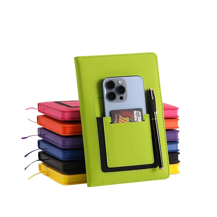 HongShun multifunction business pu leather new design diary a5 journal notebook custom logo with pocket