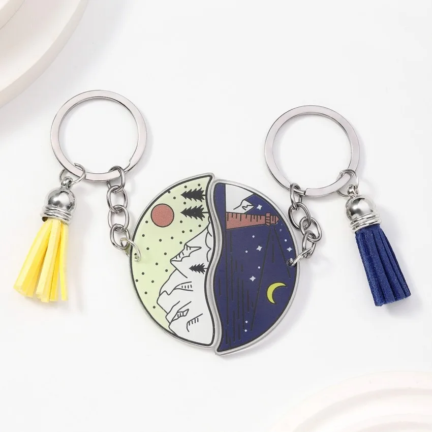 Anime Magnetic Heart Acrylic Keychain Couple Custom Couple Acrylic Keychain