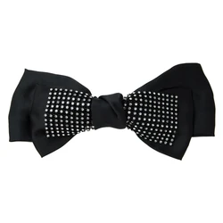 Rhinestone Bowknot Hair Clip Big Black Cloth Barrettes Alloy Women Hair Accessories