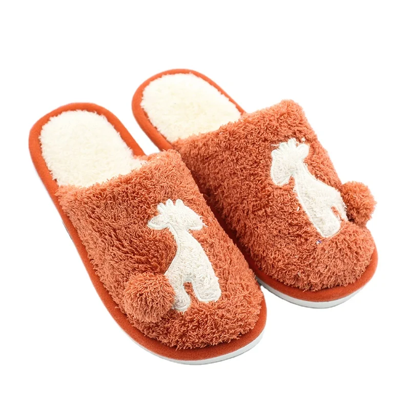 New cartoon cute giraffe cotton slippers women shoes home lovers indoor shu velveteen floor slippers plush warm slippers