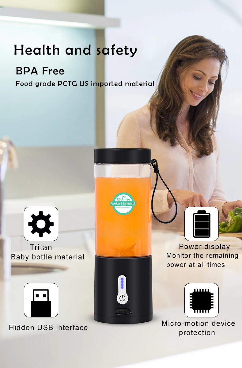 Amazon Лидер продаж оптовая продажа 6 лезвий соковыжималка чашка USB зарядка 530 мл портативная