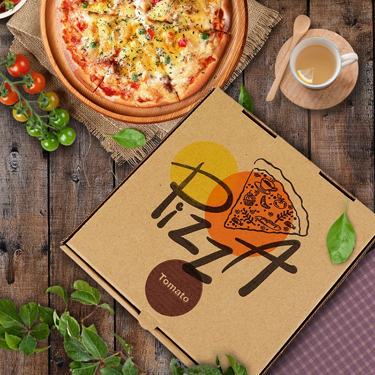 Eco-friendly Custom logo Various Size Corrugated packaging food box Paper Pizza Box