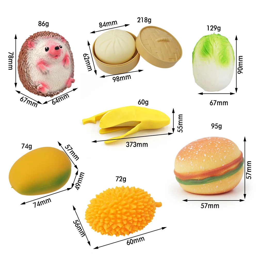 Colorful Dumpling Squishy Stress Ball Steamed Stuffed Bun Squeezing Stress Relief fidget Toy for kids