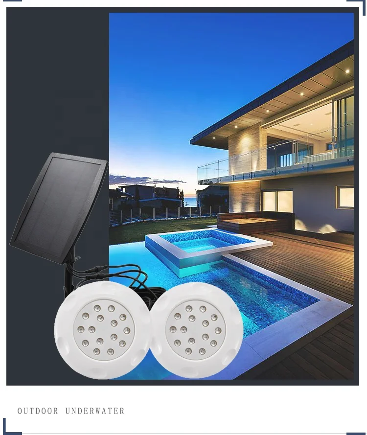 outdoor landscape swimming pool fountain waterproof IP65 color changing solar led underwater light