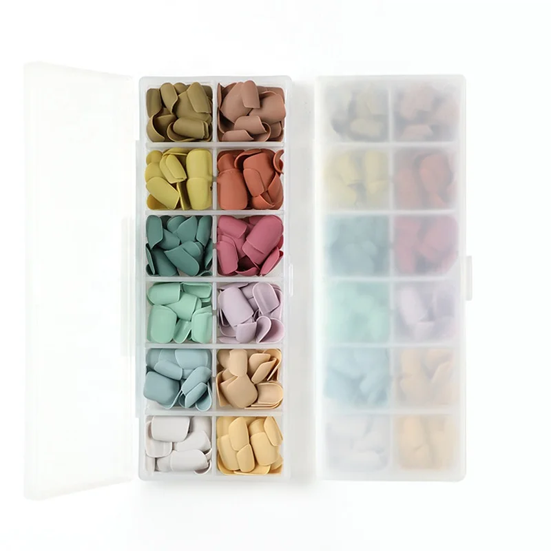 12 Colors/box Short Designer False Nails soild Colors Matte Style Artificial Fingernails Full Cover Coffin ABS Press On Nails