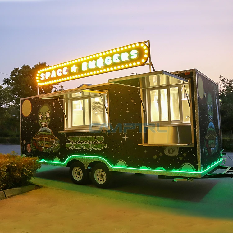 CAMPTRL Fully Equipped Fast Food Truck Hot Dog Pizza Food Trailer With Full Kitchen Food Kiosk Ice Cream Cart For Sale
