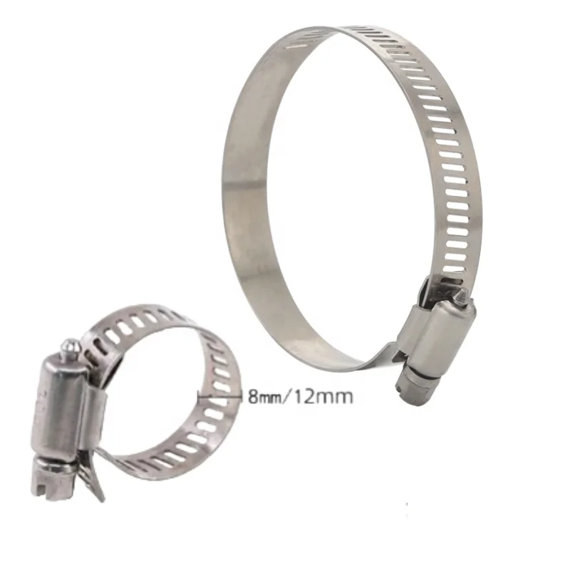 304 Stainless Steel Hose Clamp Adjustable 8-152mm Screw Worm Drive Pipe Clip Hoop Hose Fixed Tool