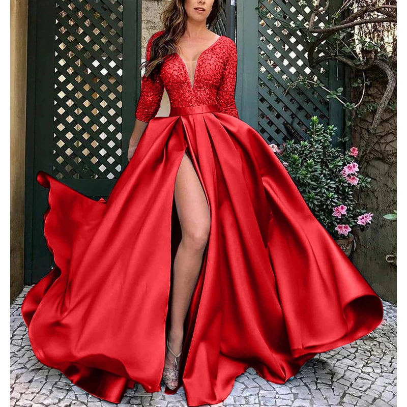 2021 gold bronzing sexy long dress with tail party evening gown skirts wedding dresses