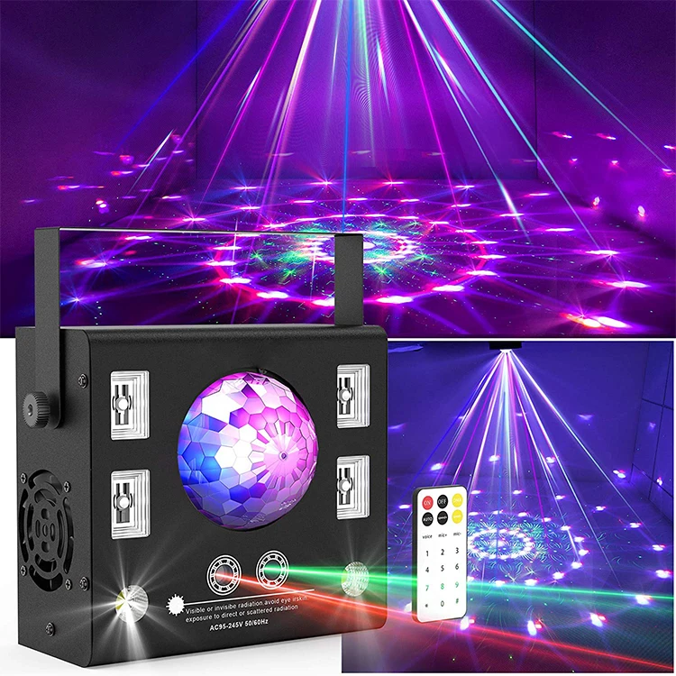 Aluminum Alloy Kaleidoscope 4 in 1 Laser Crystal Magical Ball Light UV Strobe DJ Disco Projector