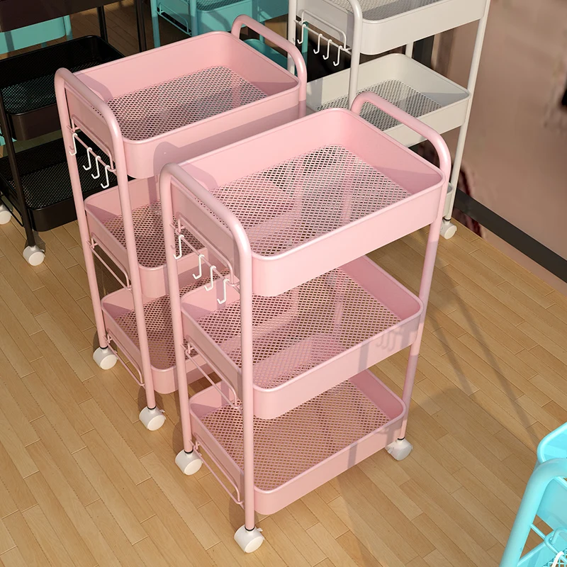 Kitchen Rolling Storage cart Top Quality Heavy Duty 3 Tier Storage Trolley Vegetable Fruit Drinking Holder With Handle