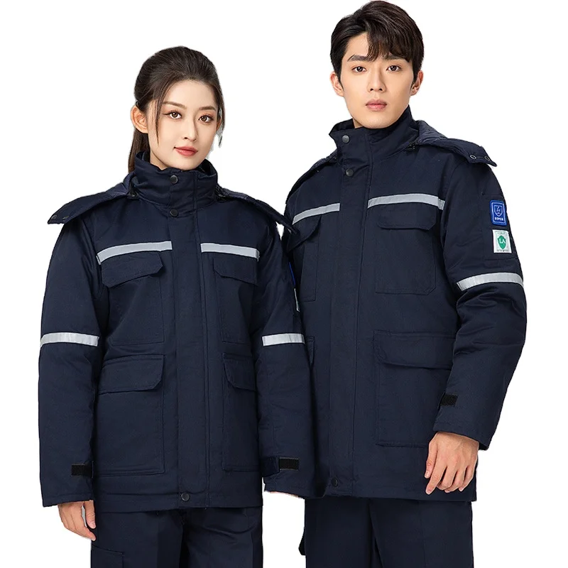 Factory Wholesale Winter Warm Hi Vis Protection Safety Work Wear Uniform Anti-Static Cotton Labor Cotton Jackets Trousers Set