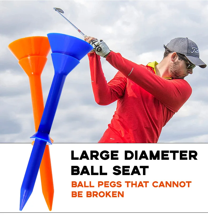 Wholesale Double Layer Plastic Golf Tee  Reduce Friction Large Cup Top for Ball Holder  3 1/4-Inch Stable and Durable Golf Tee