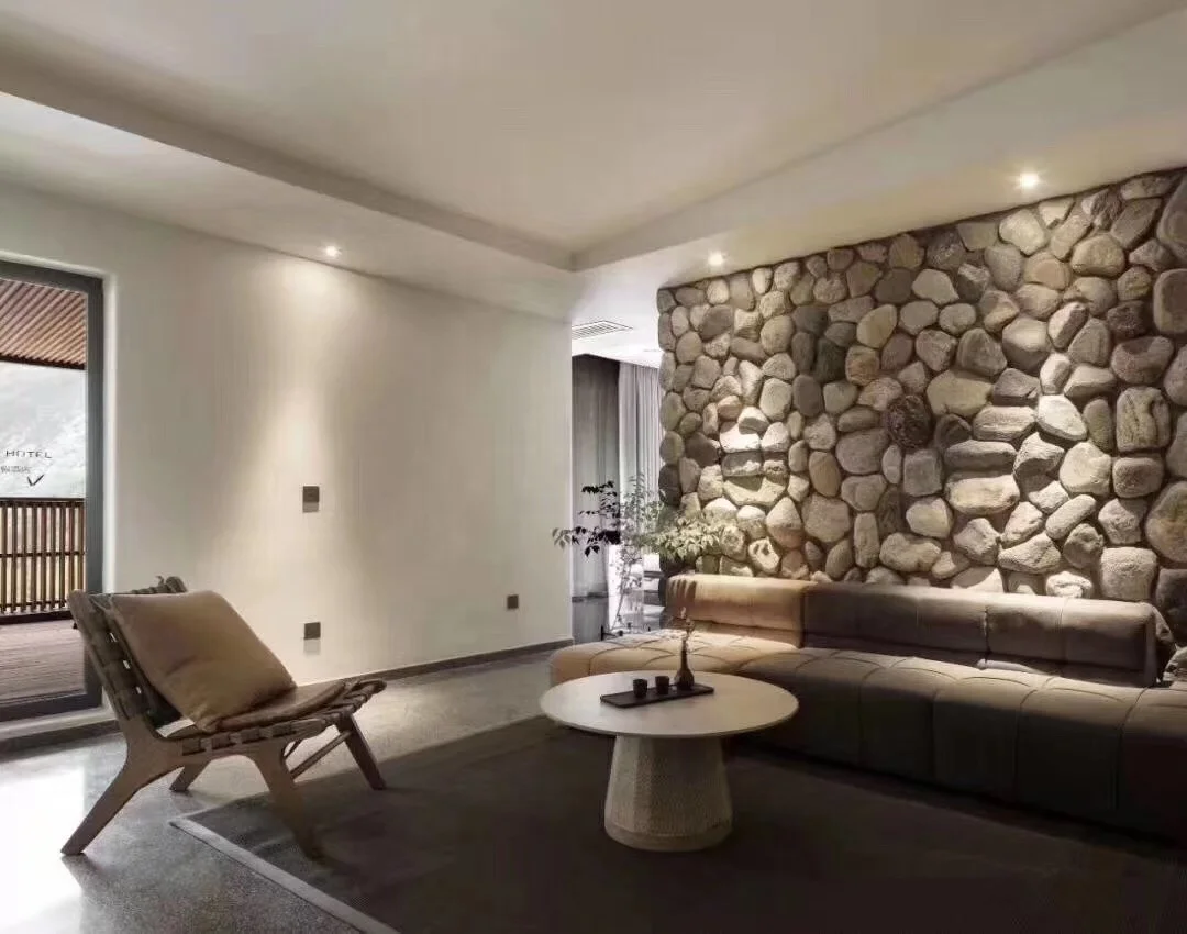 
Large river stone veneer loose stone wall cladding tile for house building wall decoration 