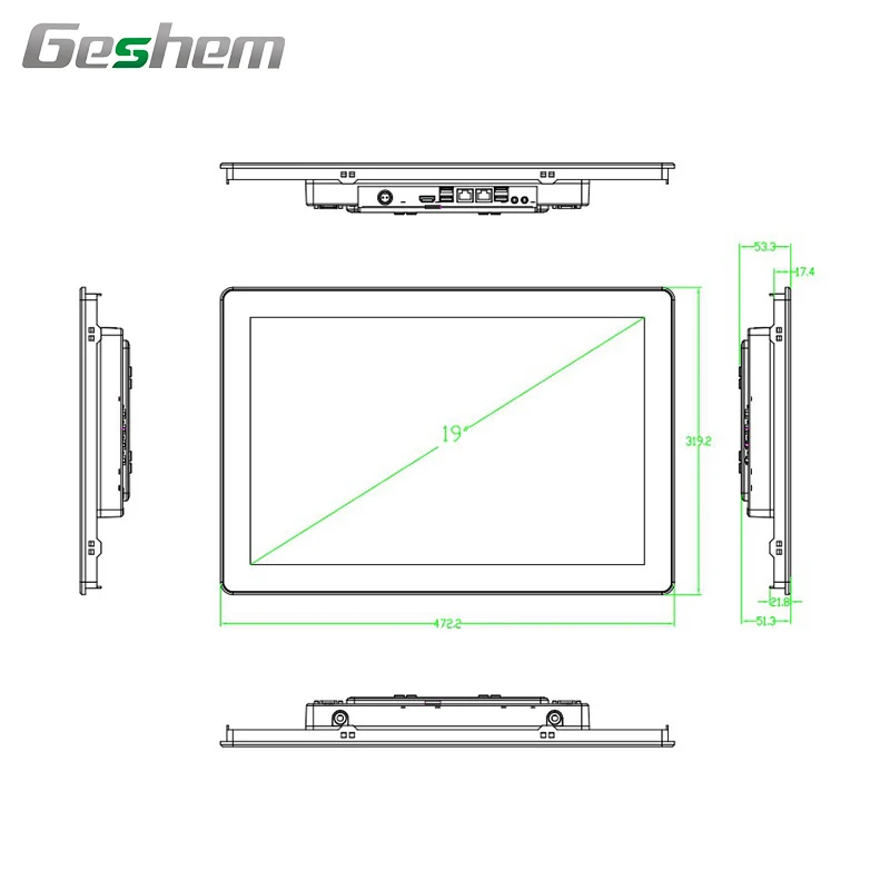 OEM ODM Fanless Computer 19inch Touch Screen Industrial Panel PC J1900 3855 3865  All In One PC