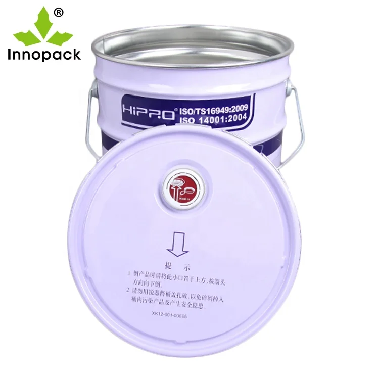 
UN rated 18L empty tin bucket printed round metal bucket for paint packaging 